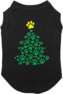 Paw Print Christmas Tree - Adorable Pet Love Xmas Dog Shirt (Black, Small)