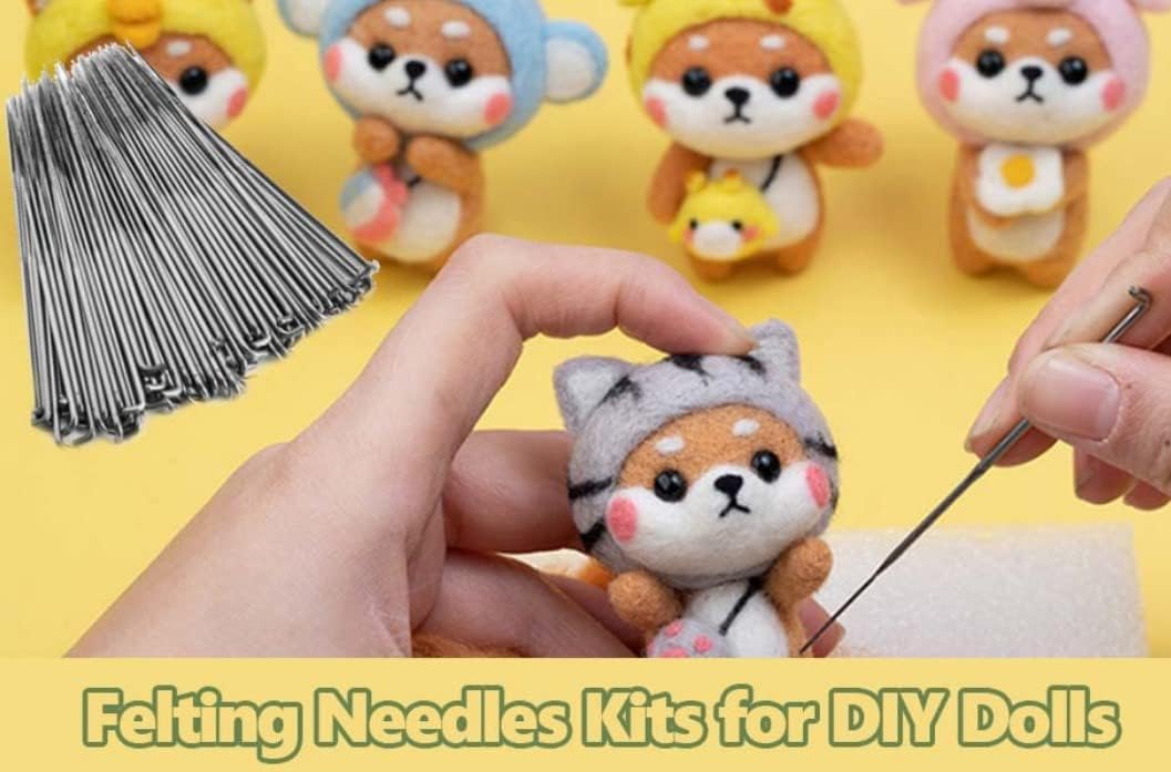 100Pcs Felting Needles Kits, DIY Wool Pin Felting Tools Set Handmade Handcraft Tool Accessories for Felting Making Lovers(L)