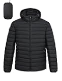 Men's Lightweight Packable Puffer Jacket Hooded High Collar Insulated Water-Resistant Winter Jackets Puffy Coat