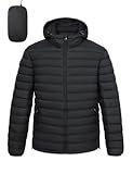 Men&apos;s Lightweight Packable Puffer Jacket Hooded High Collar Insulated Water-Resistant Winter Jackets Puffy Coat