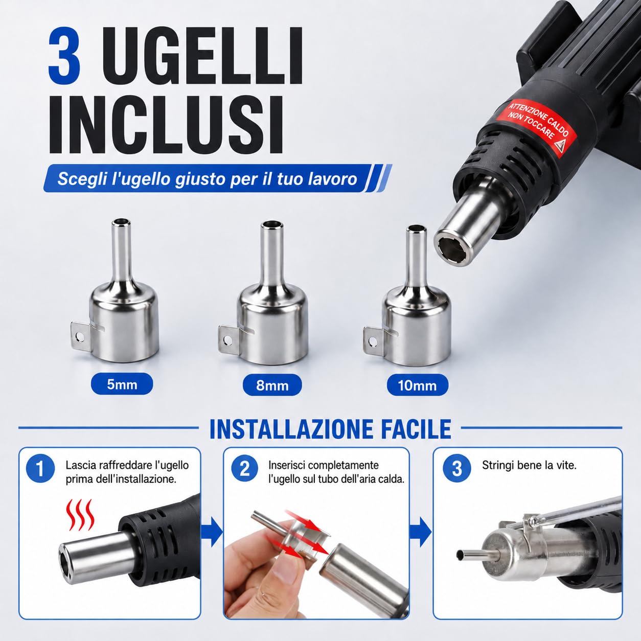 VOBOR Stazione Saldante, 2 in 1 Saldatore a Stagno Professionale ad Aria Calda 700W con Display LED, 200°C-500°C Kit di Strumenti Saldatura per Riparazione Saldante Elettronica
