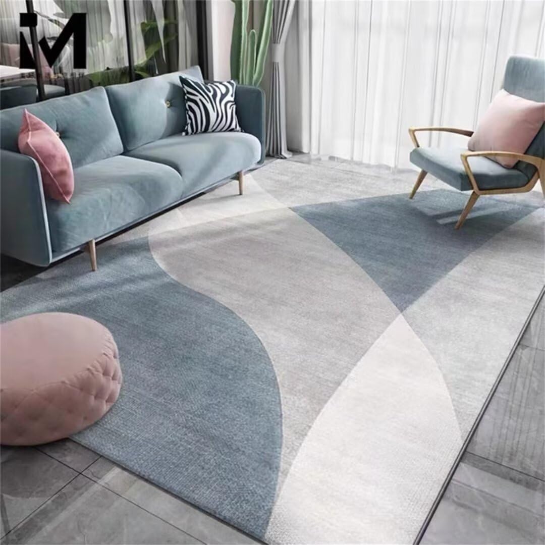 Tapis de chambre bleu 200X290 grand tapis de couloir