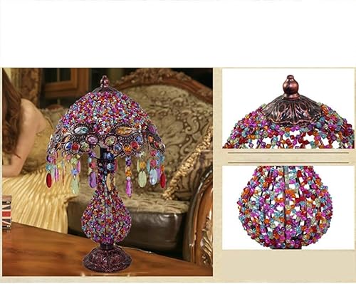 Miniatura 3 de JITEM Lámpara de Mesa Lámpara de mesa de cristal de metal creativo americano dormitorio lámpara de noche winterruptor de botón romántica cálida