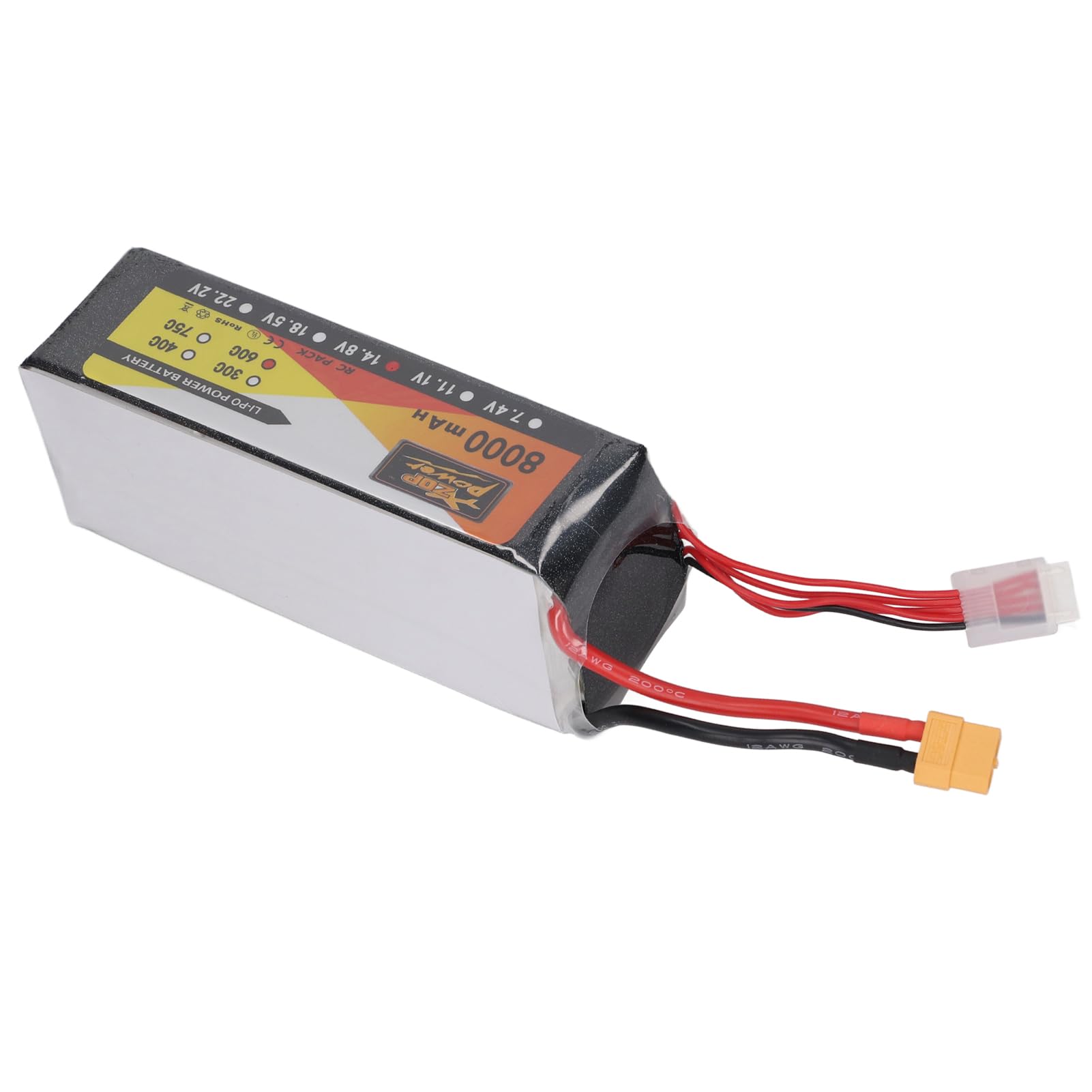 Batteria per Drone da Corsa RC per Auto Quadcopter XT60 Spina FPV, con Elevata velocità di Scarico, Batteria Ricaricabile 8000mAh 60C 14.8V LiPo