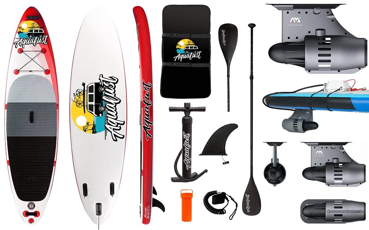 AQUALUST 10'6" Sup Tabla Stand Up Paddle Surf-Board Bluedrive S Poder Aleta Motor con Batería Rojo