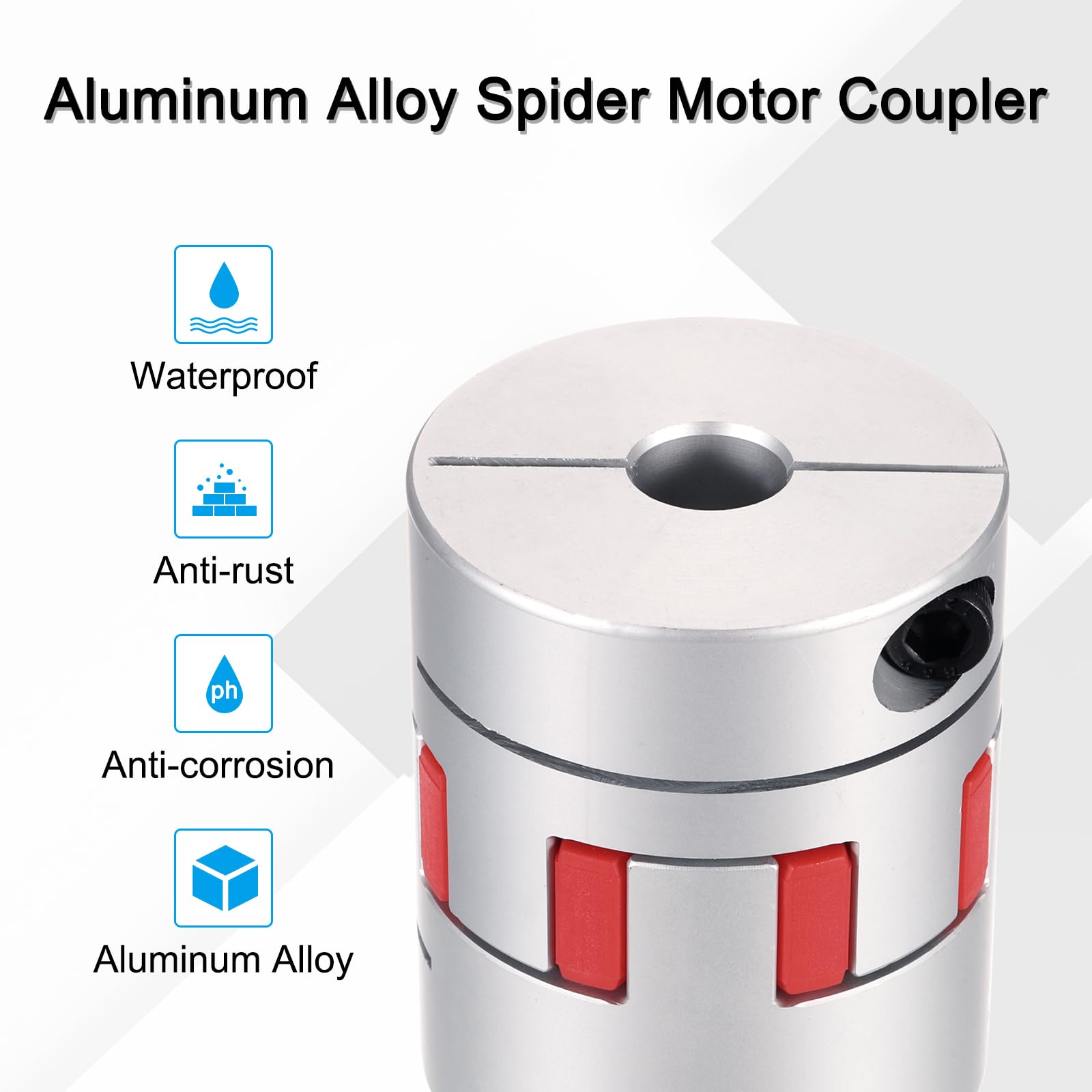 QUARKZMAN Acoplamiento de eje de aluminio de 16 mm a 28 mm Acoplamiento flexible de araña L66mm x D55mm Acoplador de eje de araña Conector conjunto para impresoras 3D