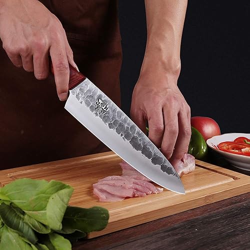Miniatura 2 de Dengjia Cuchillo de chef de 8 pulgadas cuchillo de cocina forjado de acero inoxidable 5Cr15Mov cuchillo de cocina con mango de madera cuchilla
