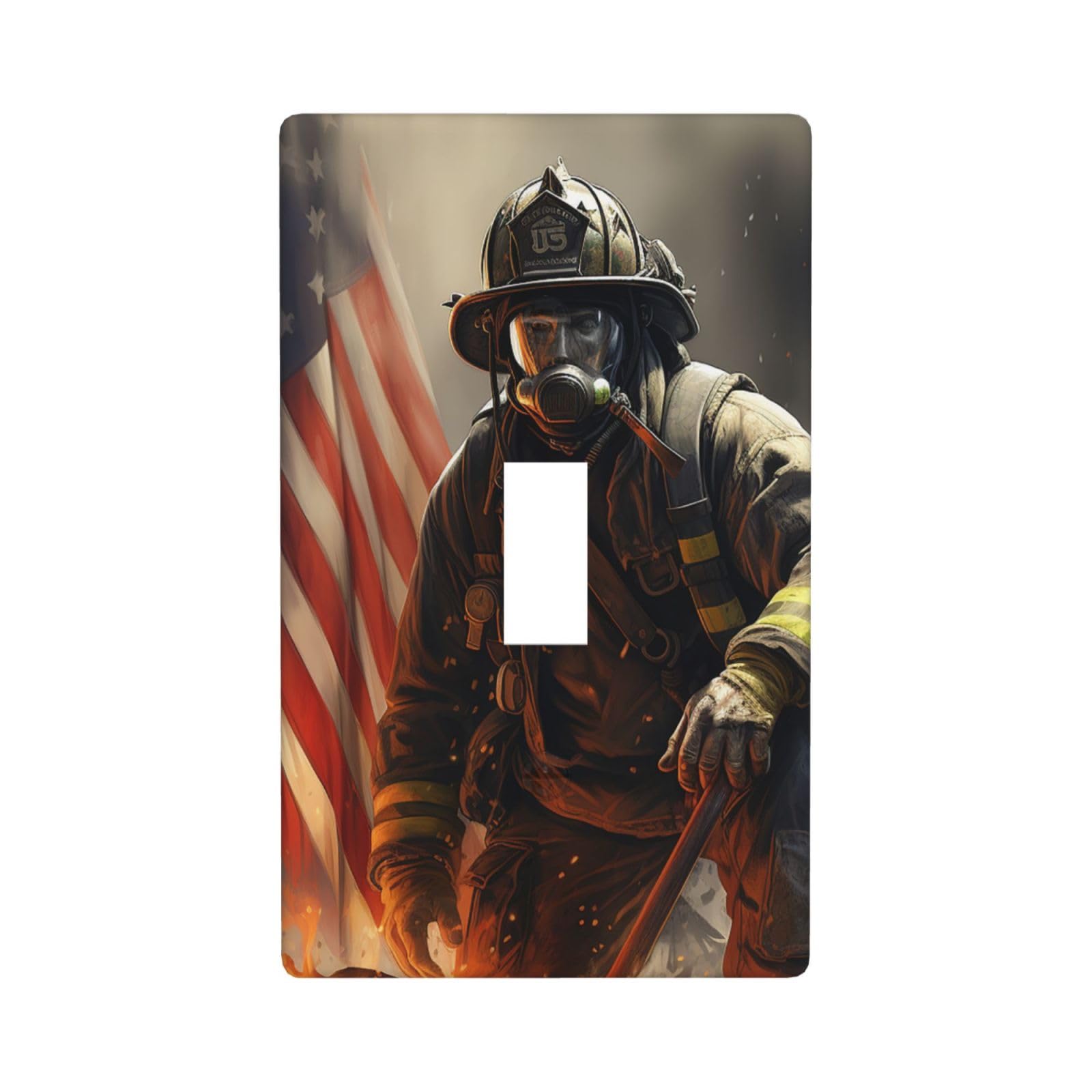 1-Gang Decorator Wall Plate Patriotic Firefighter Light Switch Cover Single Toggle Receptacle Outlet Wall Plate 4.5" x 2.8" Wallplate Unbreakable Polycarbonate Outlet Faceplates Covers