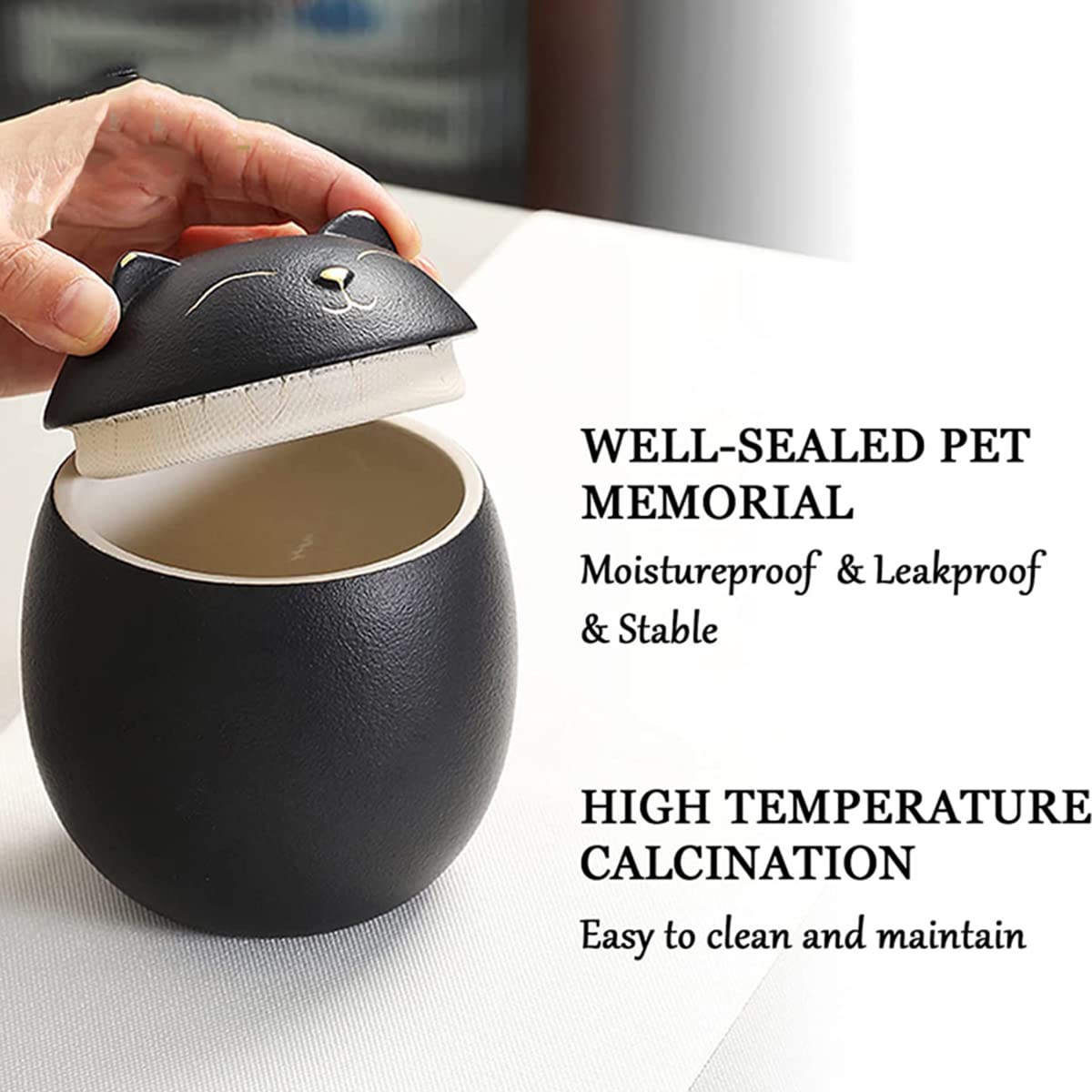 Urna para Cenizas de Gato, Forma de Gato Cremation de Forma Conmemorativa, urnas Decorativos artesanales, para Gato de urna de Gato funerarios,Blanco,500ML