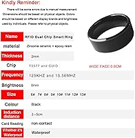 Vista 3 de RFID Rewritable Dual Frequency In One ID T5577&IC CUID Black Ceramics Smart Finger Ring Wear for Men or Women