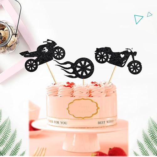 Miniatura 4 de 24 piezas de adornos para cupcakes de motocicleta para fiesta temática de motocicleta, fiesta de cumpleaños de hombre o niño, boda, baby shower,