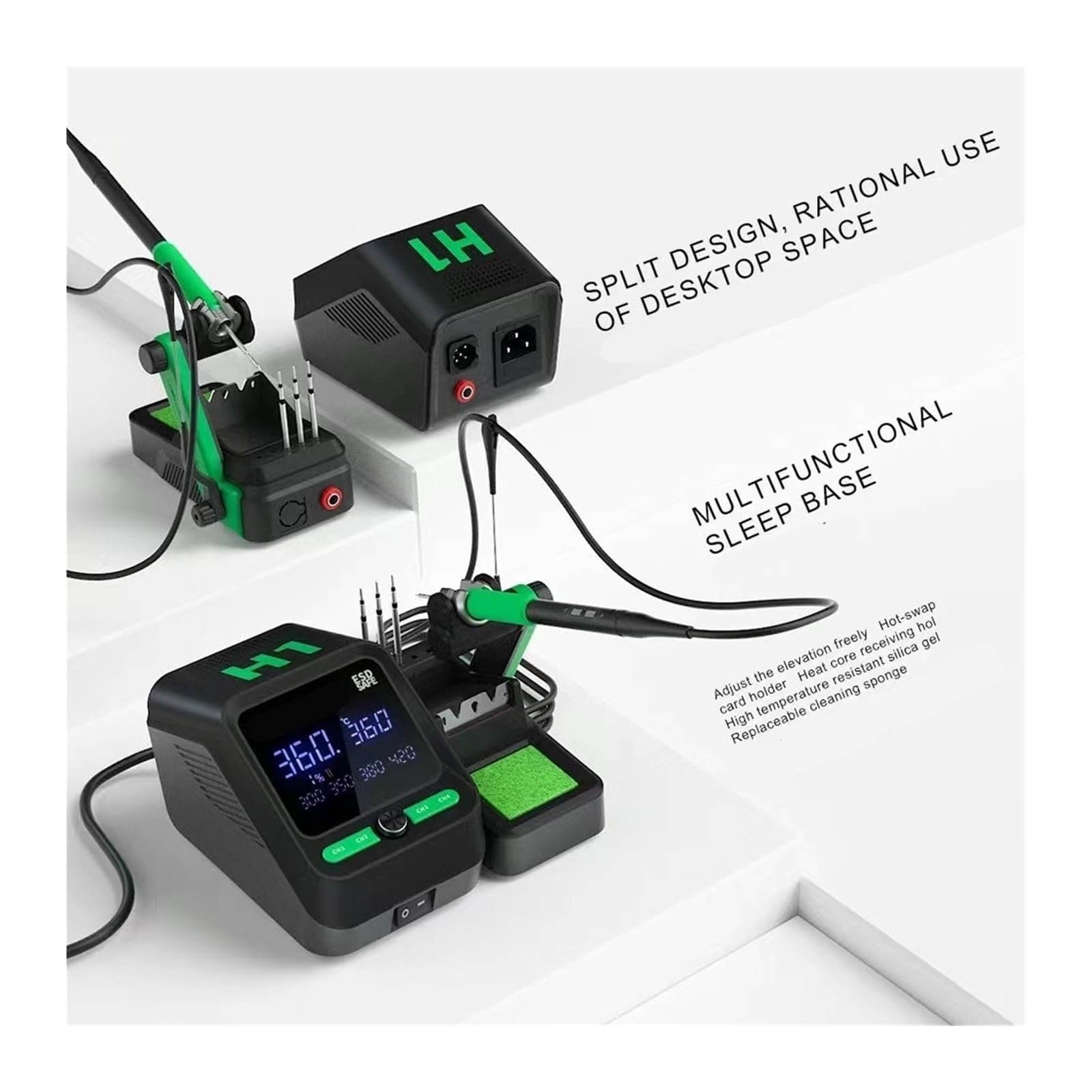 Stacja lutownicza, Inteligentna stacja lutownicza SMD MJ-H1, dzielony system lutowniczy 160 W, kompatybilny z uchwytami C115 C210 C245