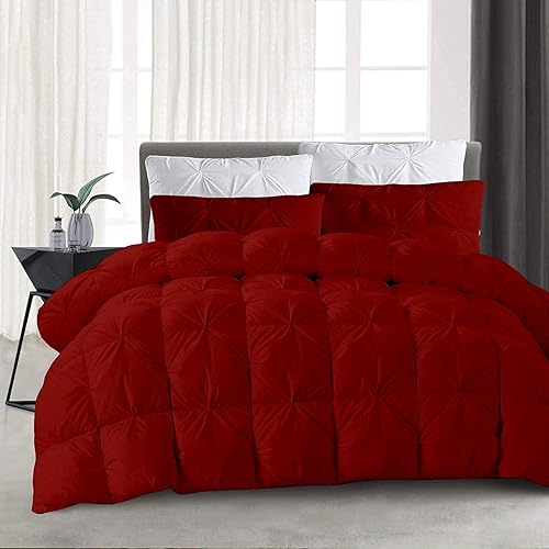 Anex Linen Edredón plisado de plumón de ganso para todas las estaciones, 100% algodón súper suave, potencia de relleno de 500 GSM, medio cálido,