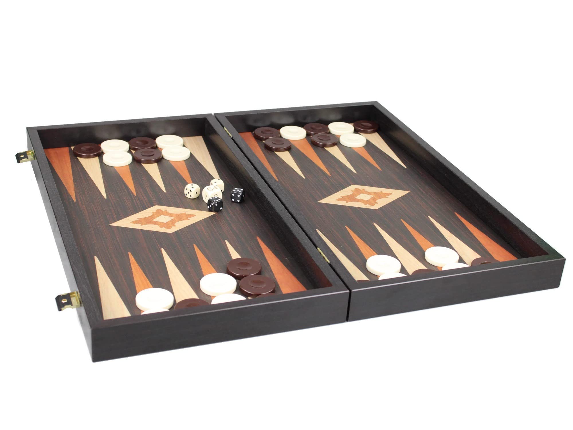 Manopoulos Backgammon Set wengé et chêne 50,8 cm