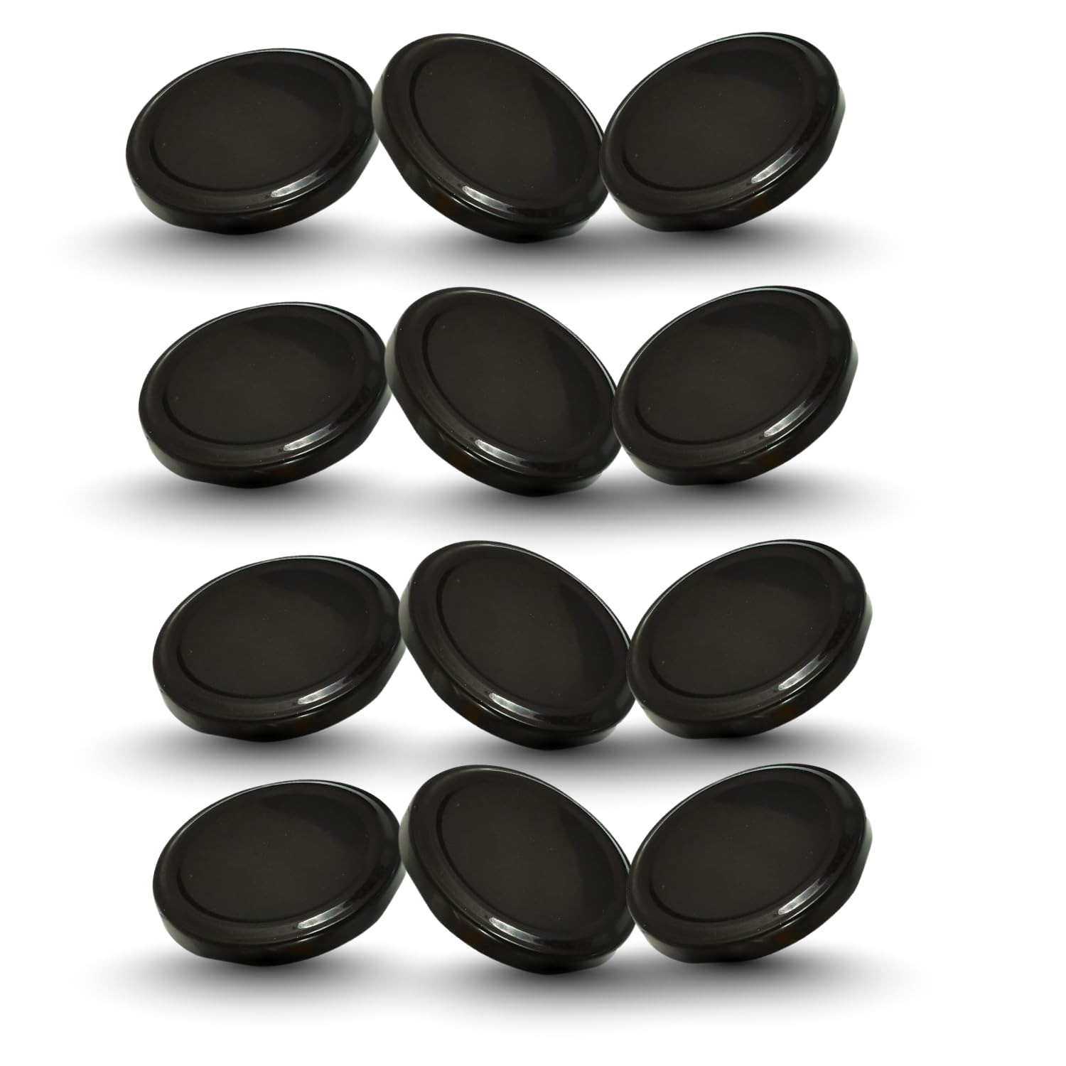Machak Glass Jar Lids Only 63mm For 63 mm Mouth Jars (Black, 12Pcs)