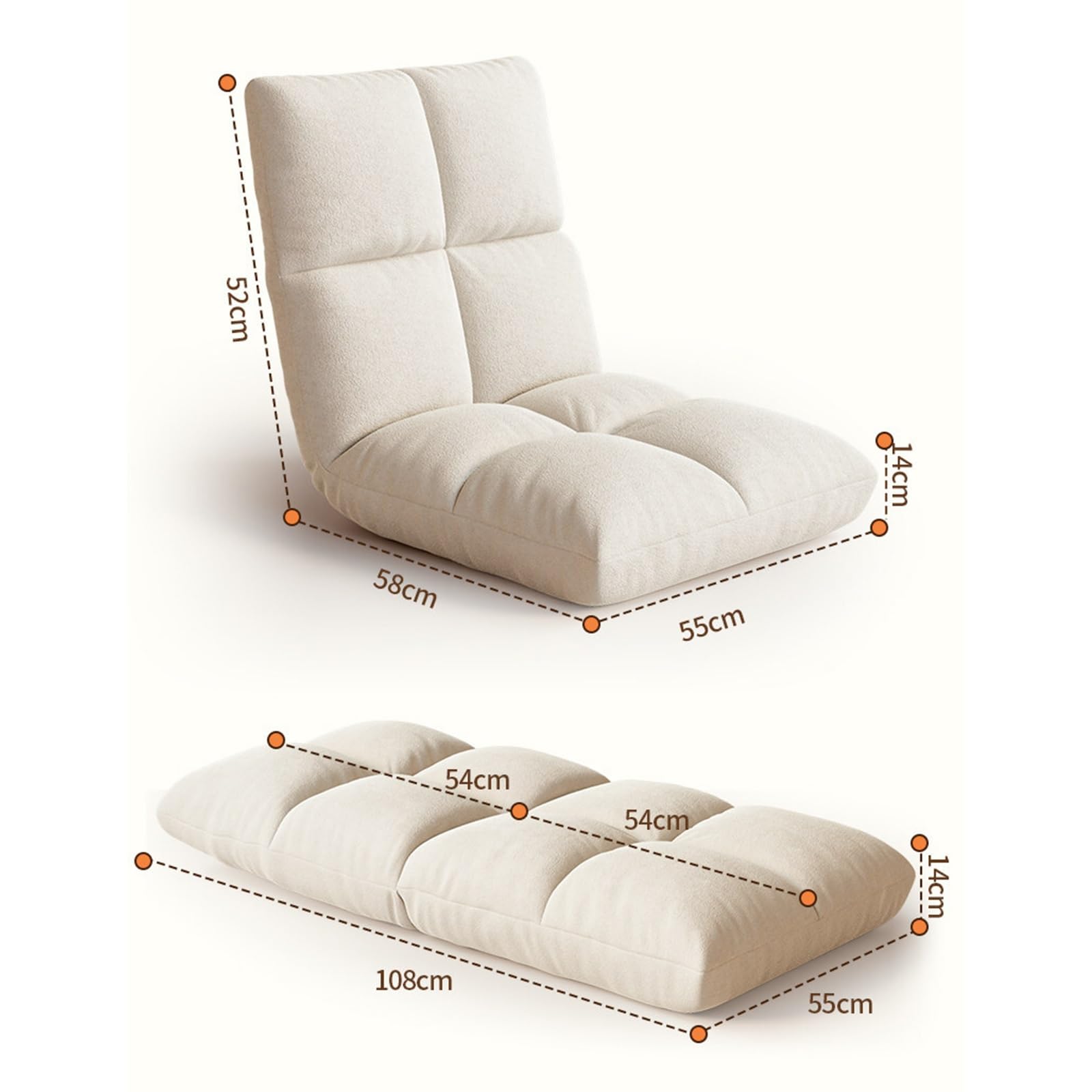 Krzesło z workiem fasolowym na świeżym powietrzu Leniwa Sofa Akademik Łóżko Oparcie Krzesło Wykusz Balkon Leży Tatami Pojedyncze(Grijs)
