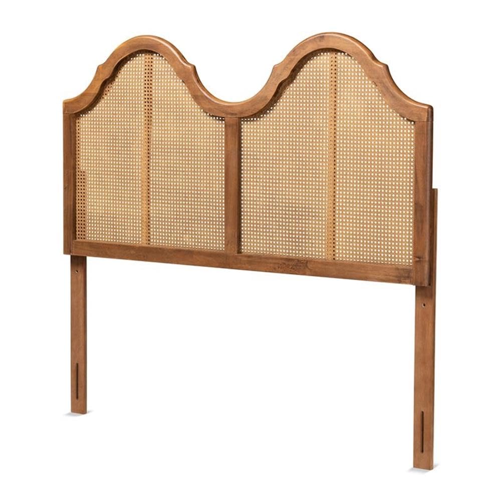 BOWERY HILL Modern Rattan Full Size Arched Headboard in Walnut
