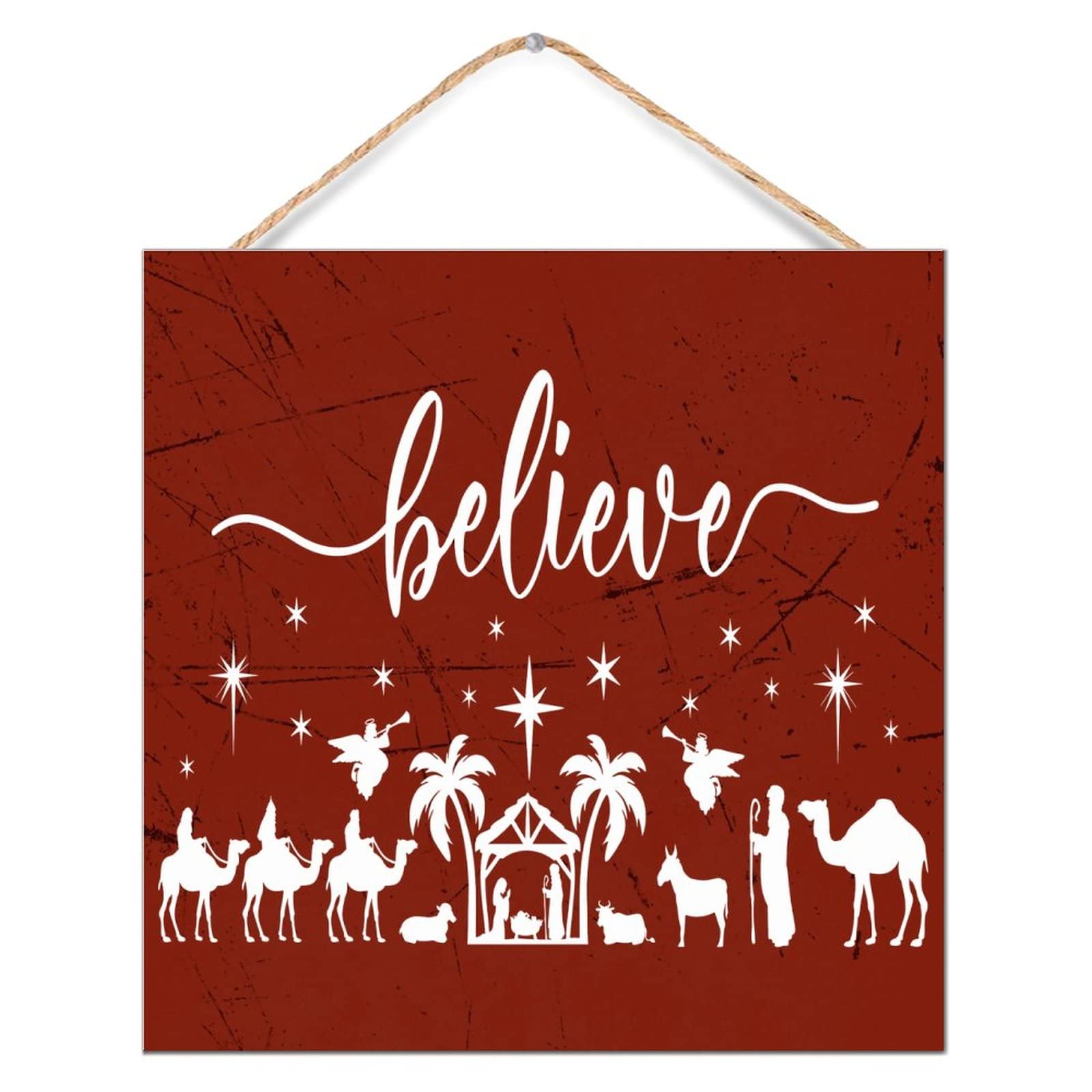 Panneau vertical en bois Believe pour immortaliser le premier Père Noël de bébé