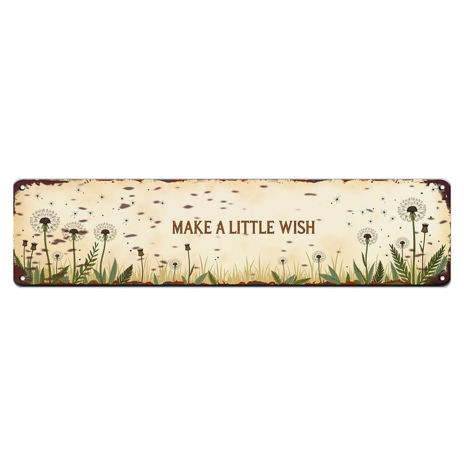 Jdyaojiesheng Vintage Dandelion Field Wish Pattern Print Tin Sign Retro Metal Wall Decor Metal Poster, Home Bar Garage Farmhouse Cafe Wall Art Decoration 4X16inch