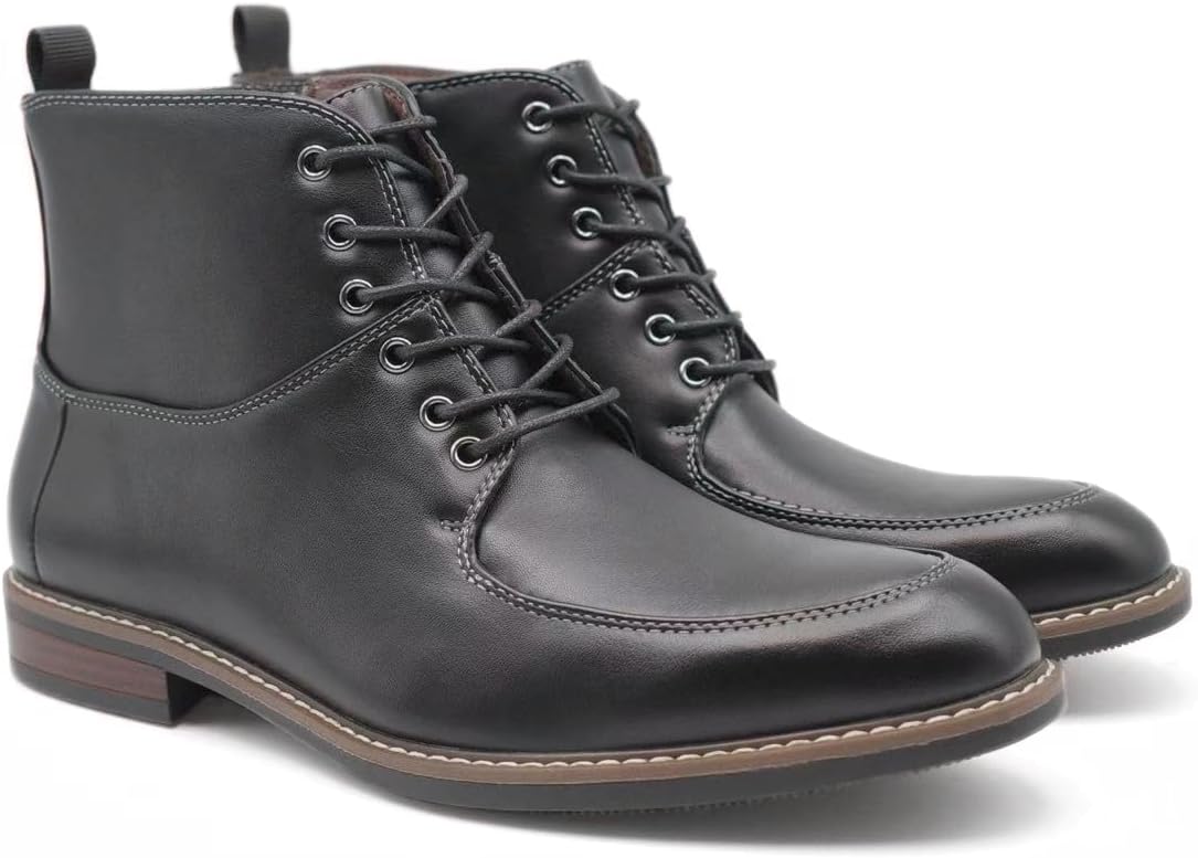Finishing & Sewing Men's Norwegian Derby Boots, Moc Toe Design with Side Zipper - Image 2