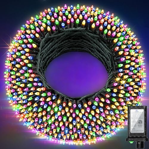 1500 LED 502ft Outdoor Christmas Lights Super Long String Lights 8 Modes Timer Memory, Outsite Waterproof Dark Green Wire Fairy Light Strings for Xmas Tree Wedding Holiday Party Decorations Multicolor