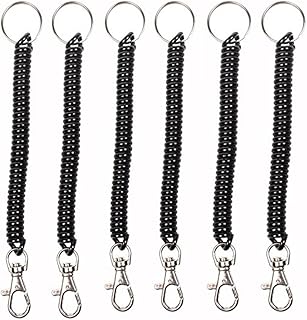 Coil Springs Keychain Cellphone Snap Hook Holder Retractable Coil Cord Key Chain Holder with Lobster Clasp Pack of 6
