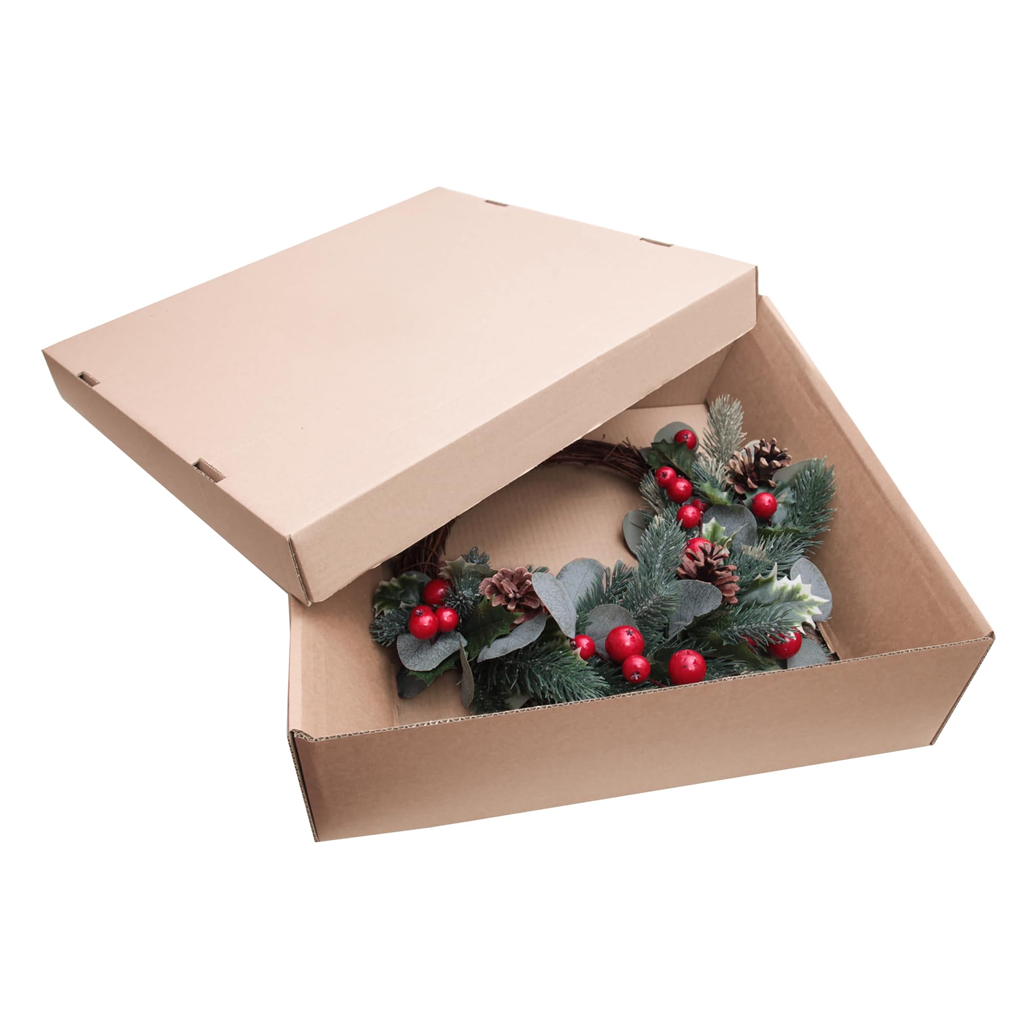 SelfHold Wreath Boxes (560 x 560 x 120mm) 56 x 56 x 12cm - Christmas Jumbo Cardboard Wreath Shipping Boxes | Gift Boxes | Ideal For Wreaths & Garlands *Made In Britain* (100)