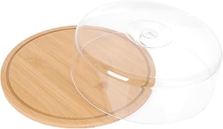Mikikit Portable Butter Tray with Dome Lid, Small round Cheese Keeper 28x28x9.1cm, Refrigerator Butter Dish and Snack Storage Box for Kitchen Use