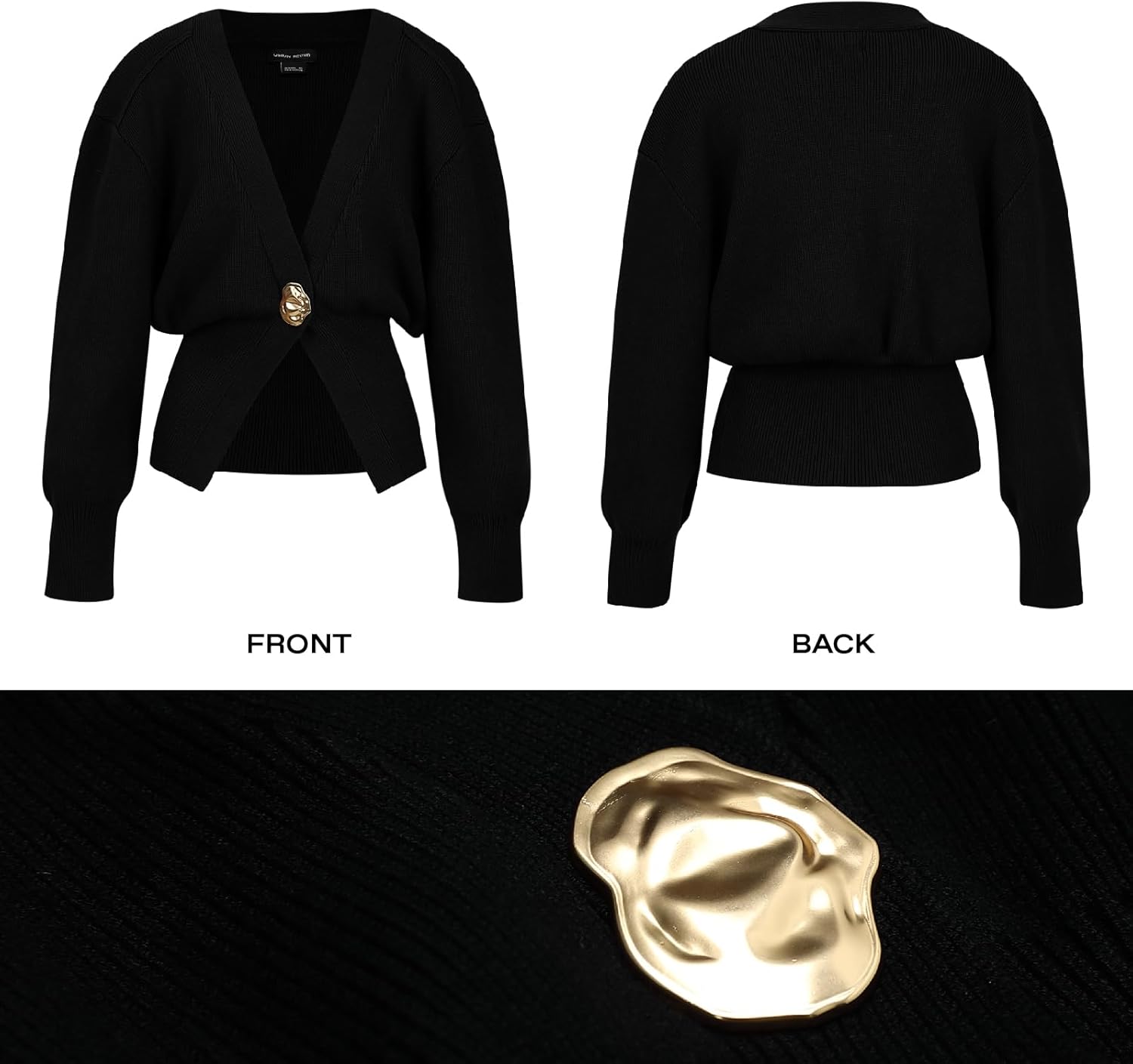 URBAN REVIVO Women Knitted Cardigans Long Sleeve V-Neck Lightweight Sweater One Leaf Button Down Outwear - Image 4