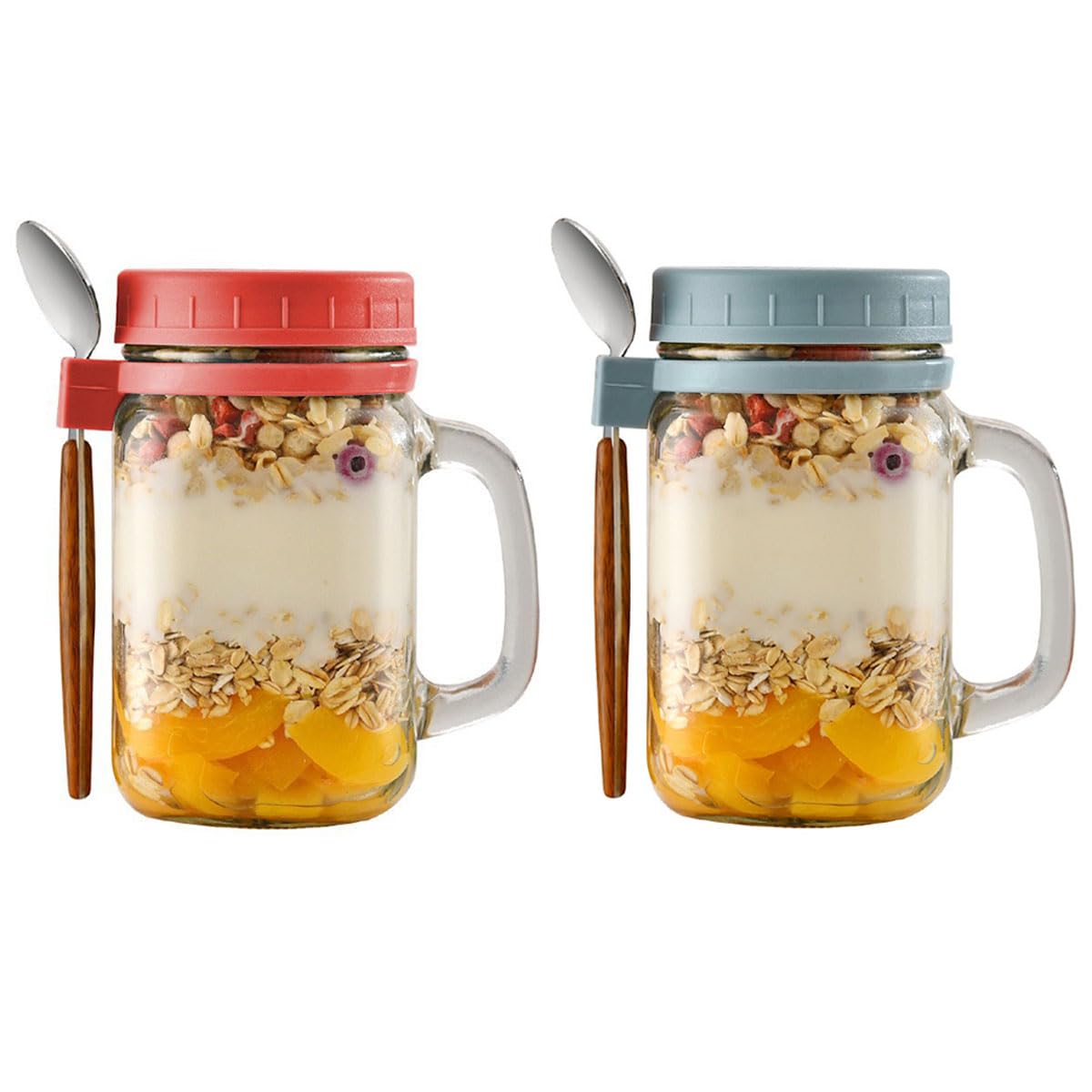 Jares de avena de la noche de vidrio Masón Contenedores de avena for dejar reposar durante la noche