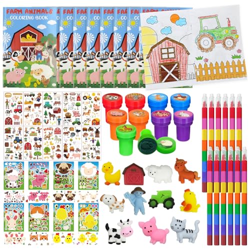 Cinrobiye 72 Pcs Farm Animal Coloring Book Party Favors Set, Barn...
