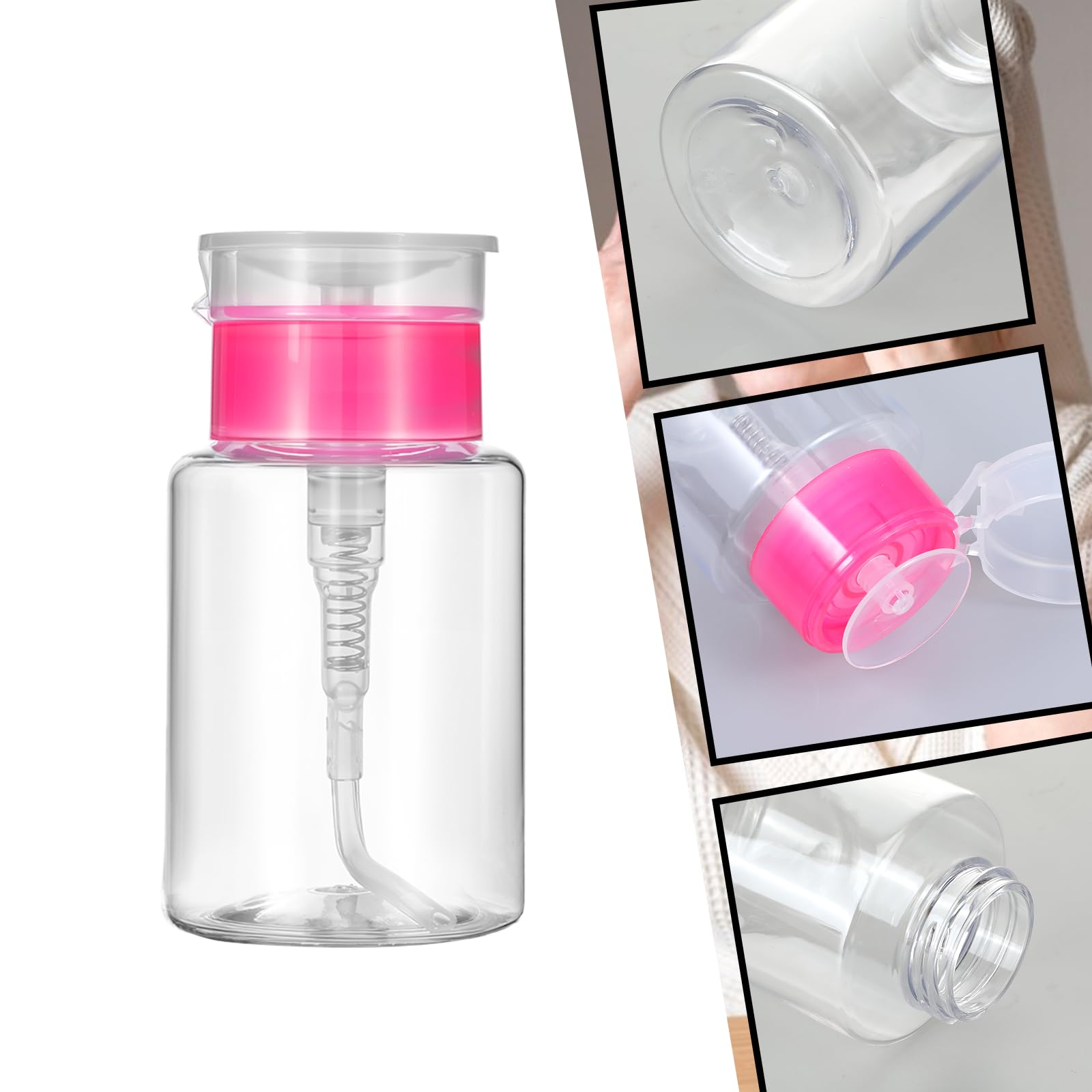 Nail Polish Remover Pump Bottle Dispenser 150 ML Push Down Pump Empty Pump Dispenser Containers for Nail Polish and Makeup Remover Clear Small Pump Bottle(3 Packs) - Image 3