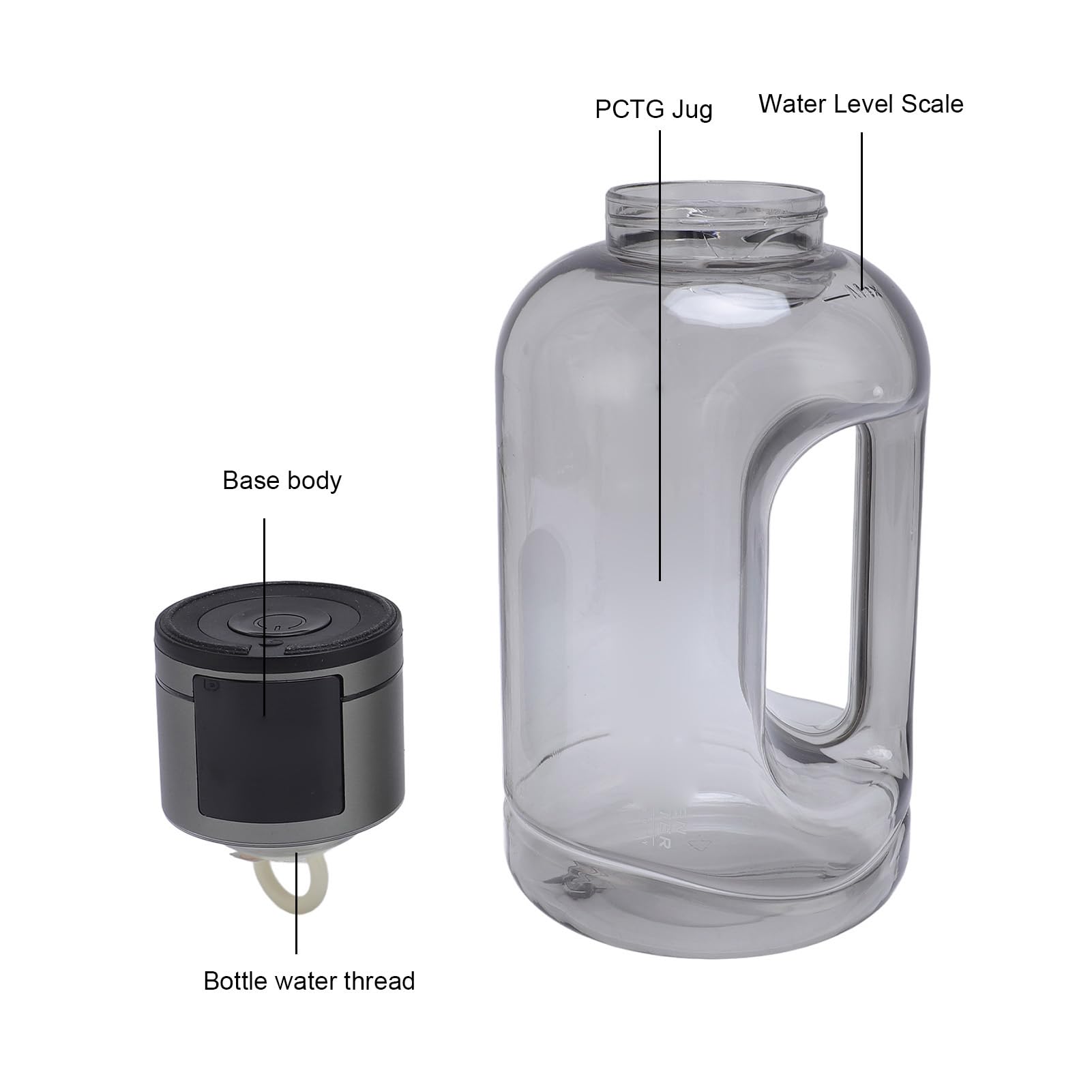 Nikou Sportowa butelka na wodę wodorową, 1,5 l, 2000 PPB, PCTG 5 V, ochrona przed wyciekiem, przenośny generator wody, dzbanek do fitnessu w domu