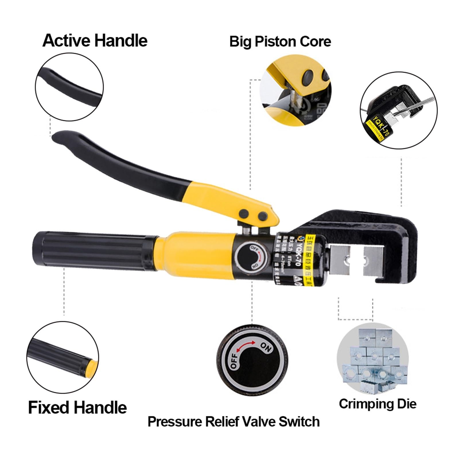 4-70mm² hydrauliczne narzędzie do zaciskania ciśnienie 8T wielofunkcyjne szczypce hydrauliczne do użytku domowego DIY szczypce do zaciskania końcówek kablowych Wydajny