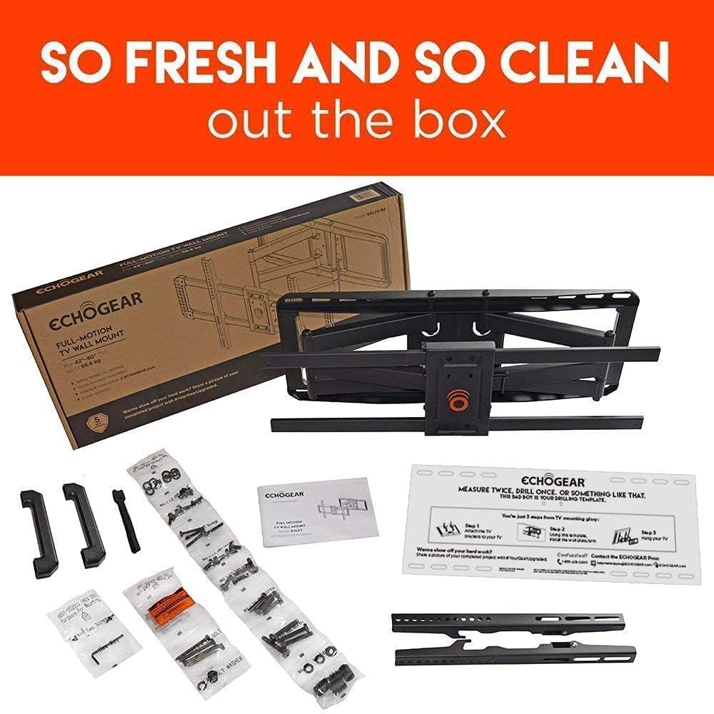 ECHOGEAR TV Wall Mount with in Wall Power Kit - Mount Your TV & Hide Wires Behind The Wall