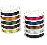 Md trade 10 Rolls 10 Colors Jewelry Beading Wire 0.4MM Uncoated Copper Wire with Cutting Pliers for Crafts Beading Jewelry Making and Repair