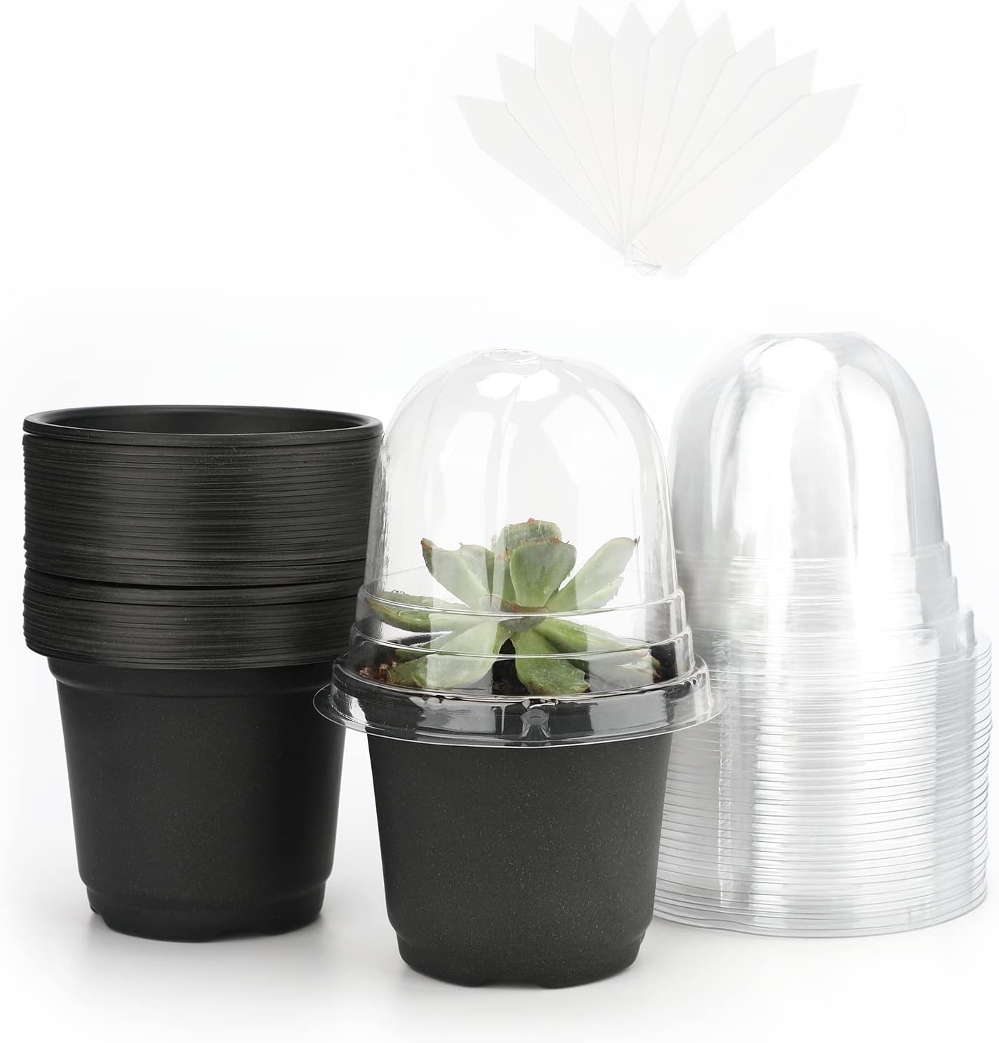 KINGLAKE 32 Pcs Plastic 4" Plants Nursery Pots with