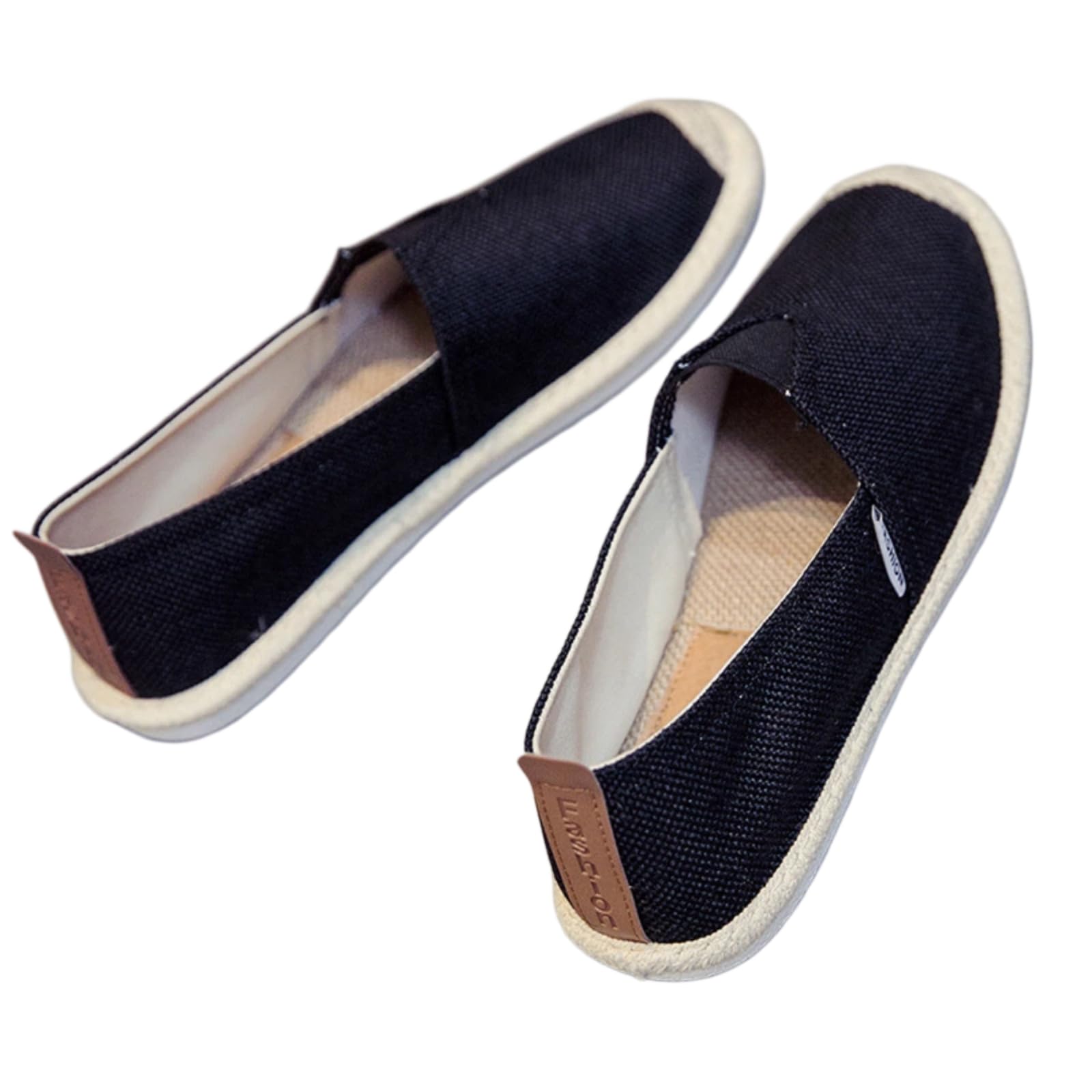 Scarpe Pescatore Uomo Estate Tela Basse Senza Lacci Casual(Nero,40)