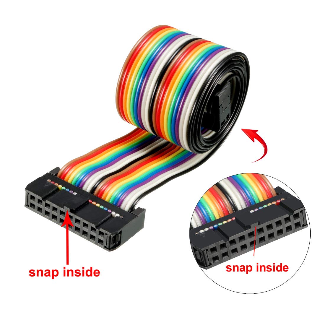 sourcing map 2pcs Ruban multicolore IDC 20 broches fil télévision souple 48cm 2,54mm