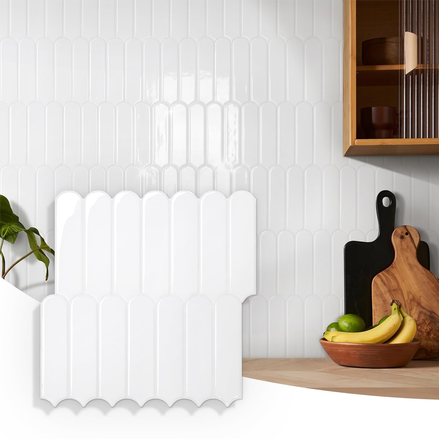 COMSTICKC Più Spessa Piastrelle Adesive Cucina Bianco, 10 Pezzi 30,5 x 30,5 cm, Adesivi per Piastrelle Bagno, Murali 3D Autoadesivo Cucina Decorativi, Impermeabili, 2,5 mm Spessore