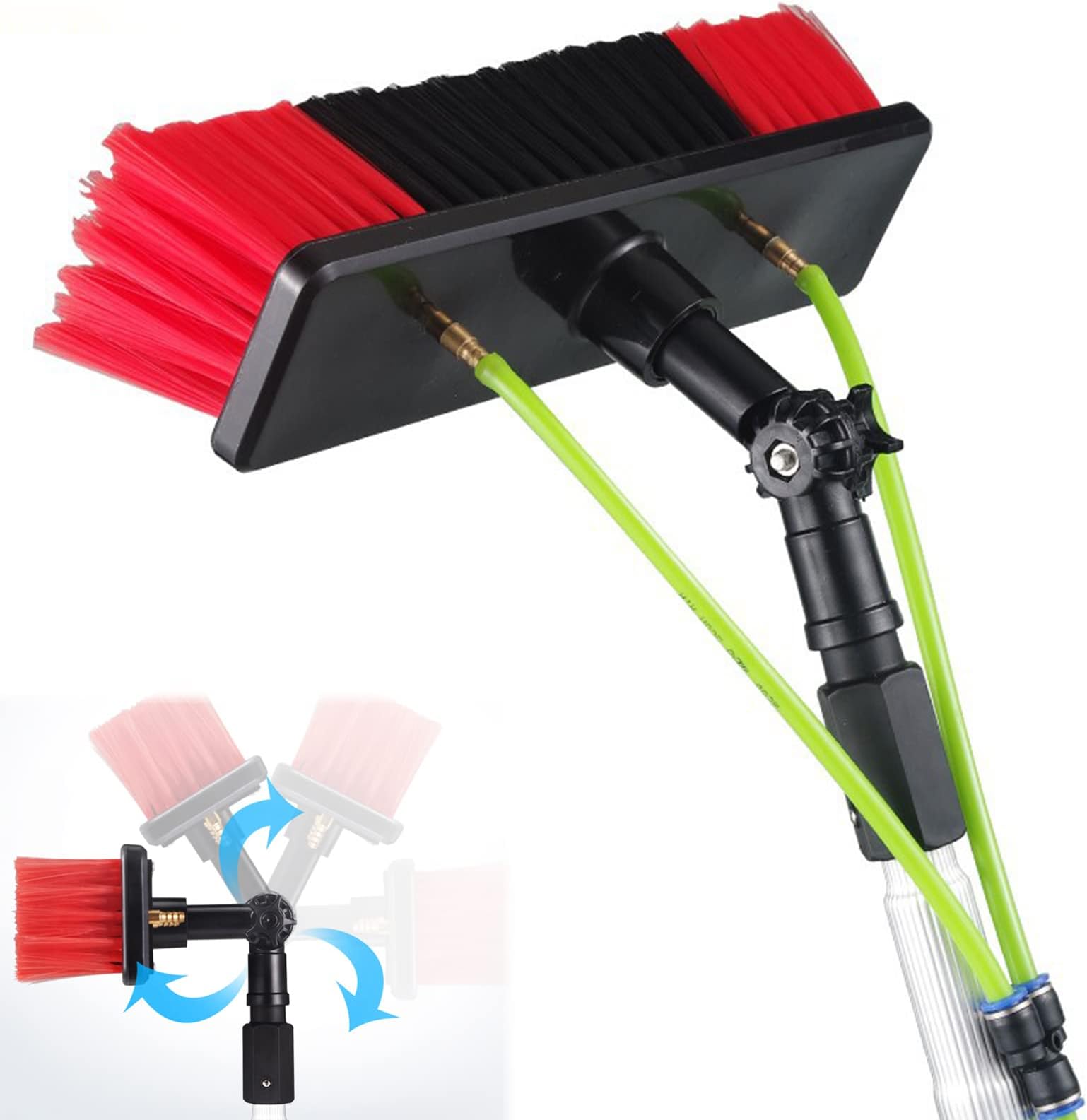 Solar Panel Cleaning Kit, Water Fed Pole Brush, Window Washing Kit, Window Cleaning Pole, Outdoor Window Glass Washing Cleaner Equipment Tool,50cm Brush Head-8m rod