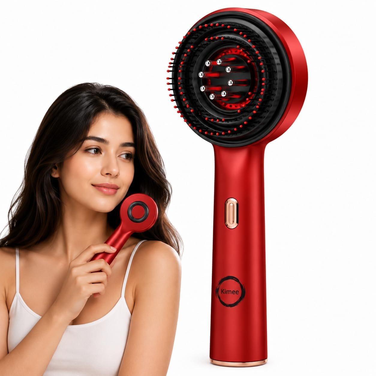 KIMEE Detangling Boar Bristle Hair massager for Women, Men And Kids With Thick, leg, neck massager. Detangles And Restores knee massager, Travel Bag (A)-picture-50