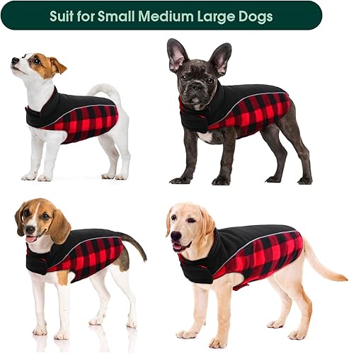 Miniatura 6 de Kuoser Abrigo reversible para clima frío para perro, chaqueta impermeable reflectante para mascotas, abrigo de perro a cuadros de estilo británico,