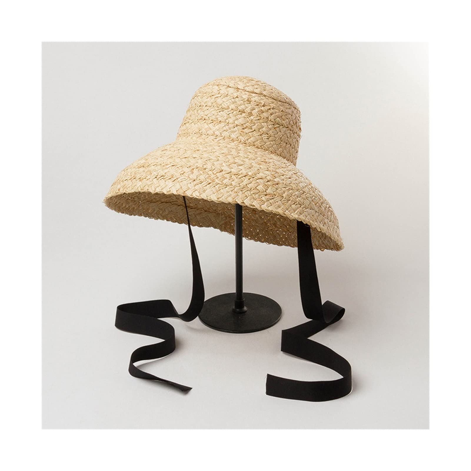 Chapeau de Soleil pour Femme Chapeau de paille faite à la main pour femmes rétro plate bouffe de paille de chapeaux de dames de dames Sun Sun Beach Hates d'été Chapeau d’été ( Color : B , Size : L )