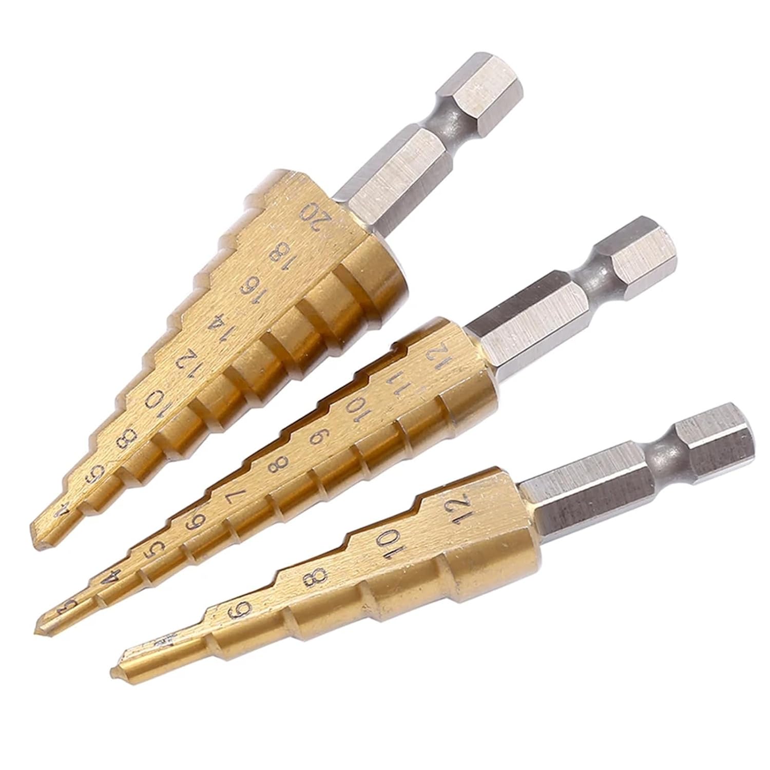 3-12mm 4-12mm 4-20mm Drill Bit Set Coated Wood Metal Hole Cutter Core Drill Bit Set 3Pcs(Brick Red)