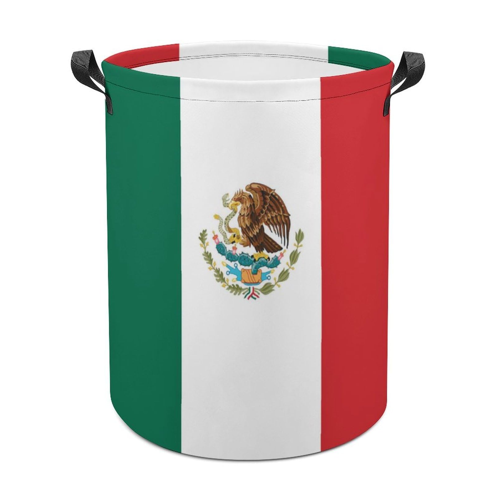 MHYRAC Laundry Hamper, Flag of Mexico Laundry Basket, Washing Basket with Handle
