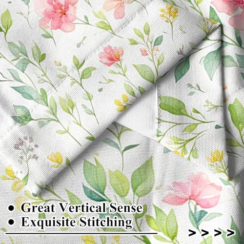Cortina vintage botánica verde salvia y rosa con bolsillo para barra 3