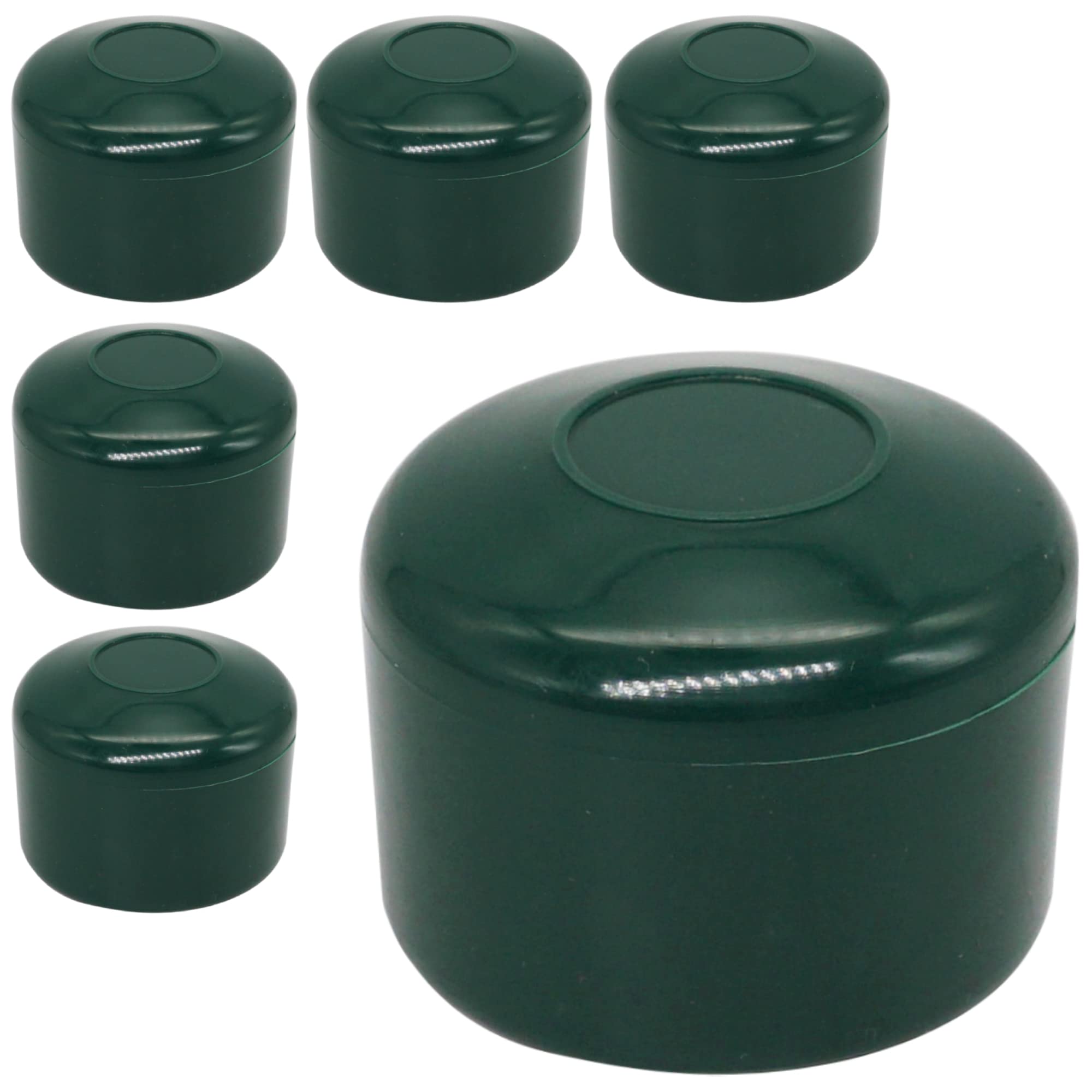 SKIR'CO (6 pcs) Fence Post Caps, Round 42 mm Green Plastic Caps for Round Fence Posts Fence Post Covers, Moss Green RAL 6005