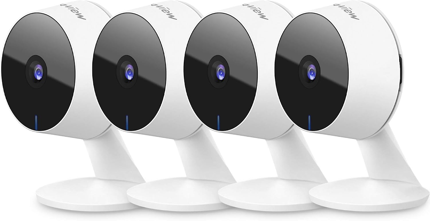 Security Cameras 4pcs, Home Security Camera Indoor 1080P, Wi-Fi Cameras Wired for Pet, Motion Detection, Two-Way Audio, Night Vision, Phone App, Works with Alexa, iOS & Android & Web Access