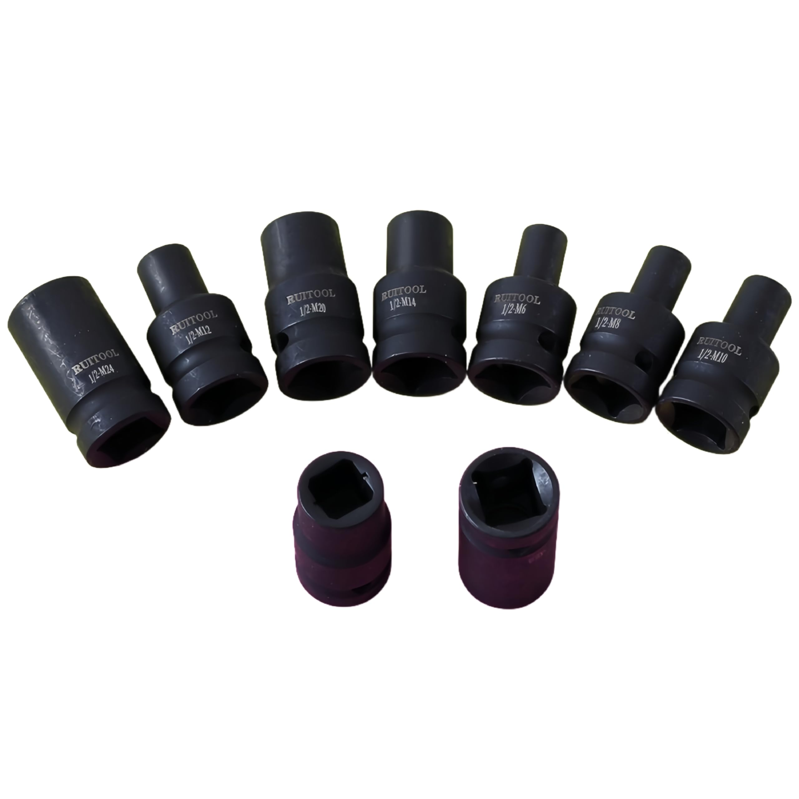 Zestaw nasadek udarowych 1/5.1 cm, M6-M24, długość 40 mm, przemysłowa stal stopowa, 9-częściowy